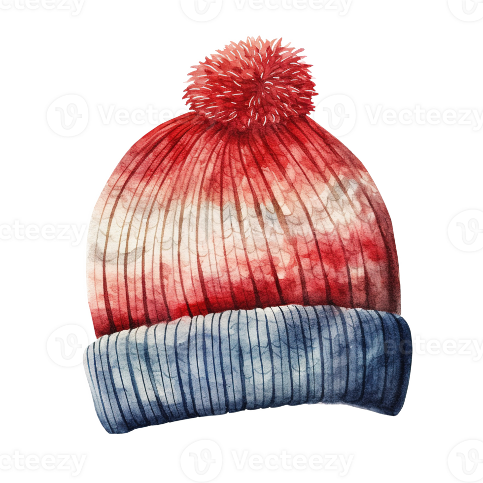 AI generated Winter Beanie For Christmas Event. Watercolor Style. AI Generated png
