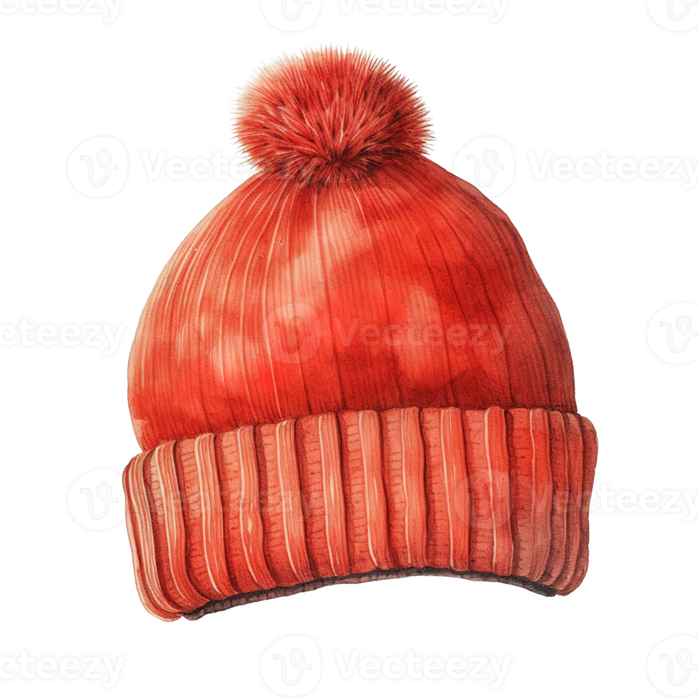 AI generated Winter Beanie For Christmas Event. Watercolor Style. AI Generated png