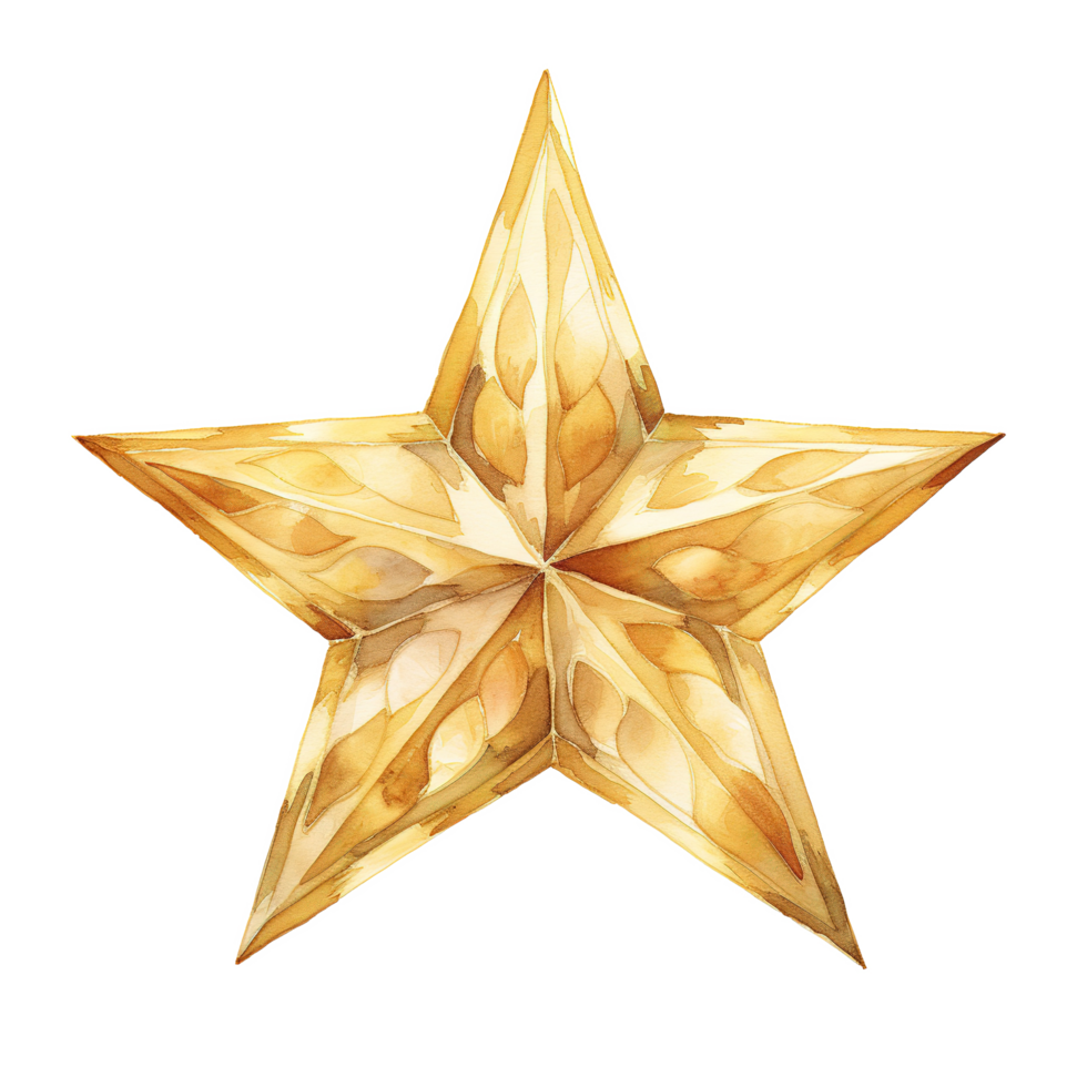 AI generated Golden Star Decoratios For Christmas Event. Watercolor Style. AI Generated png