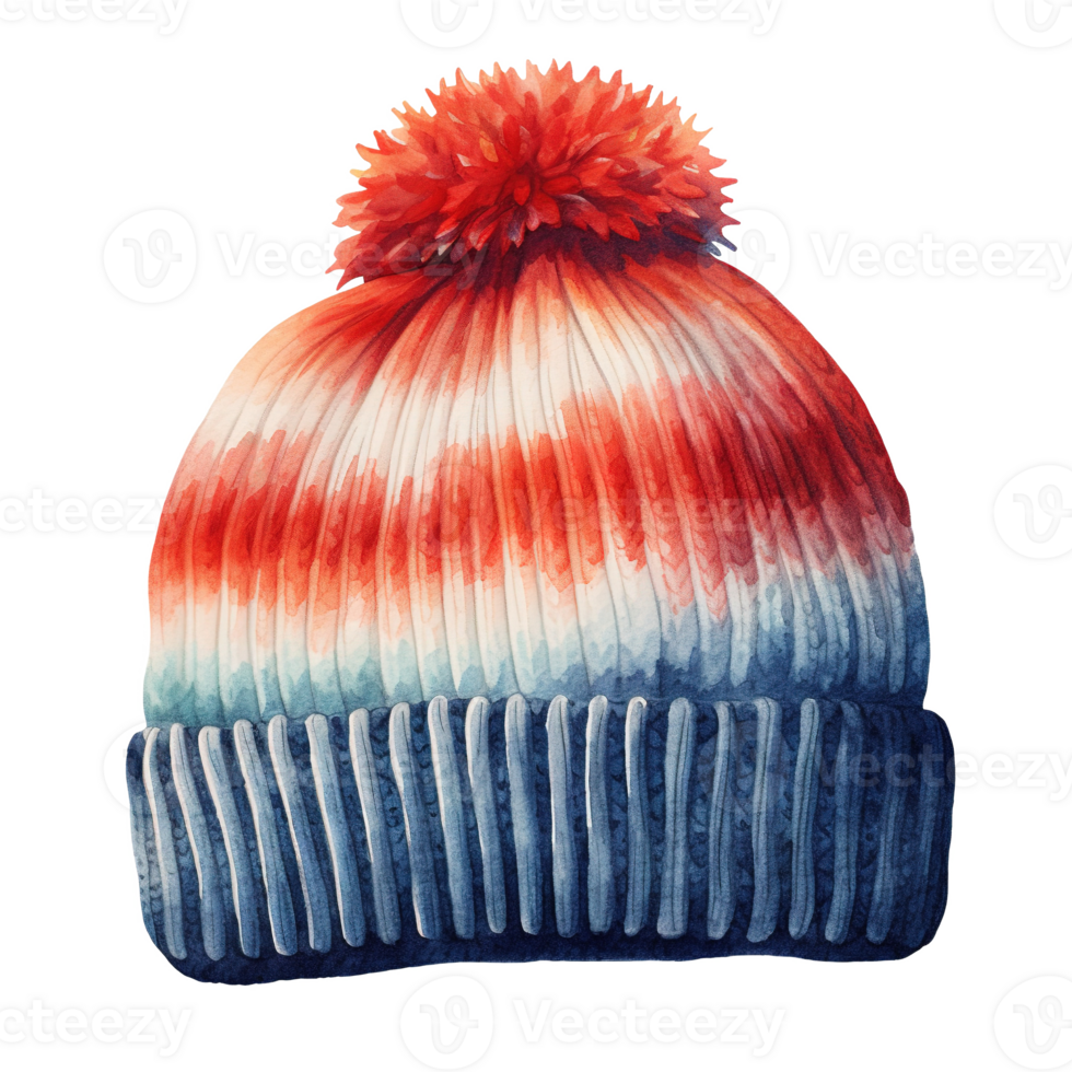 AI generated Winter Beanie For Christmas Event. Watercolor Style. AI Generated png