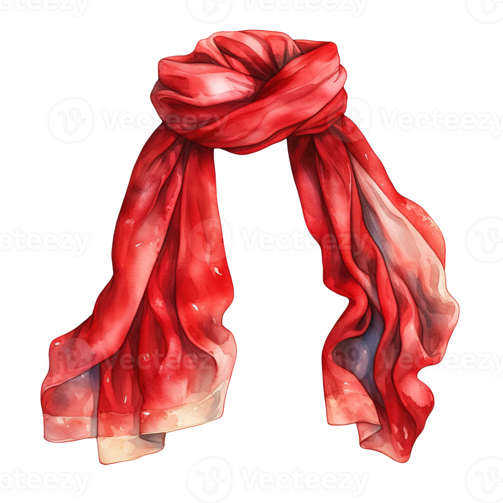 AI generated Red Scarf For Christmas Event. Watercolor Style. AI Generated png