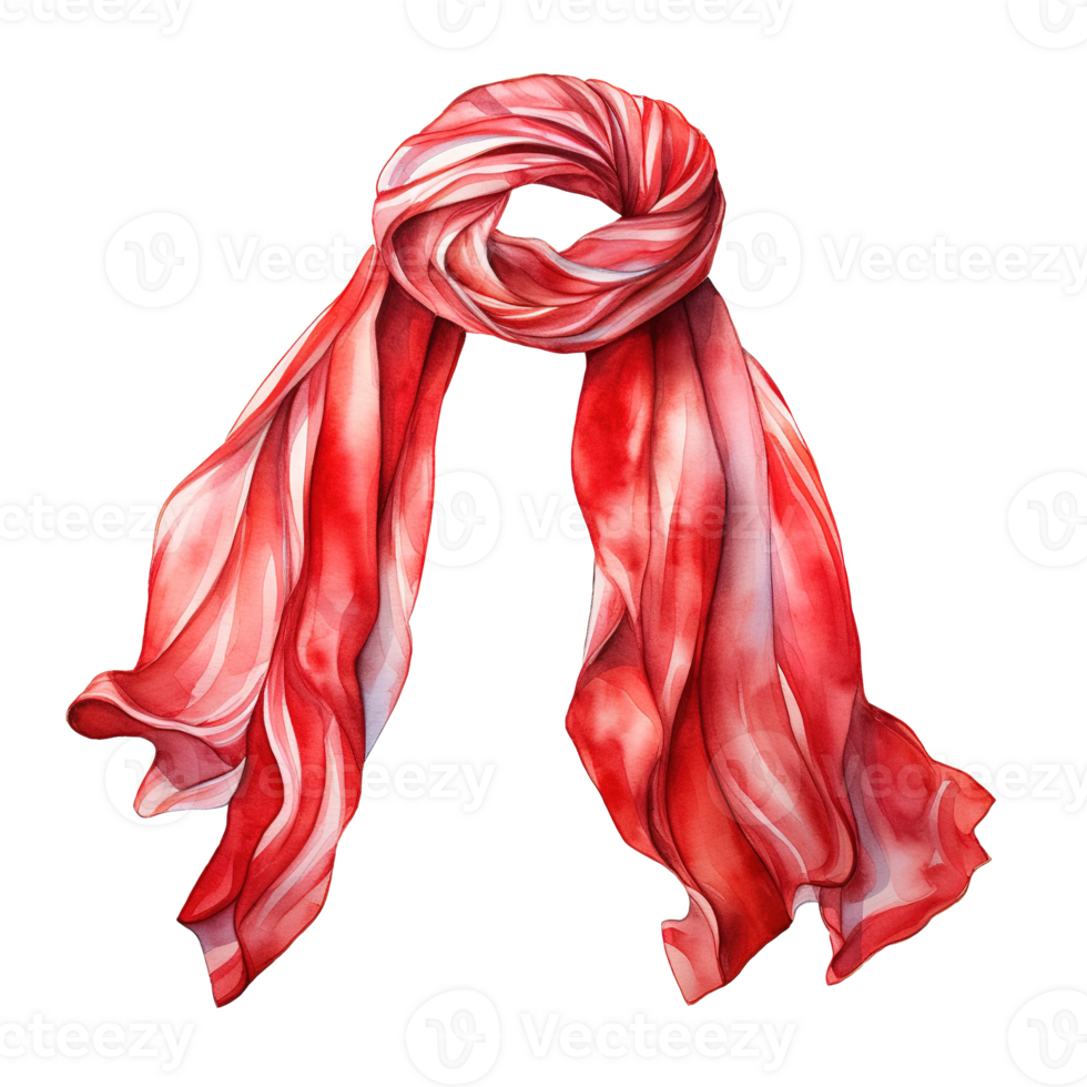 ai généré rouge écharpe pour Noël événement. aquarelle style. ai généré png
