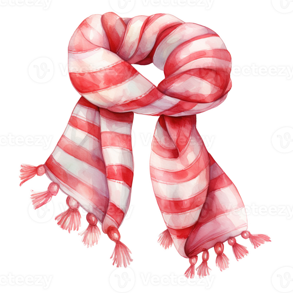 AI generated Red Scarf For Christmas Event. Watercolor Style. AI Generated png