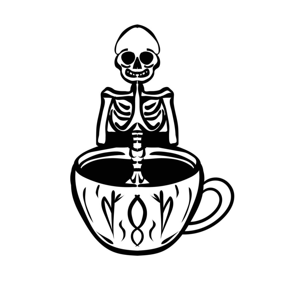 skeleton with coffee vector design