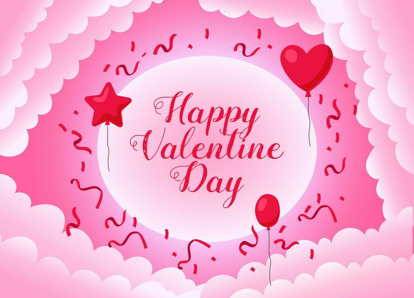 Happy valentines day concept greeting card in flat style vector