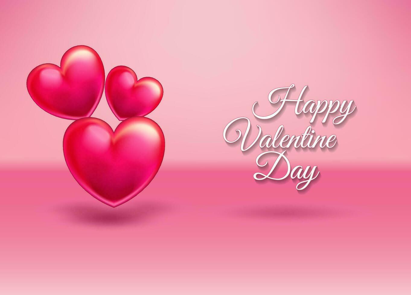 Happy valentines day greeting card in realistic 3d style vector