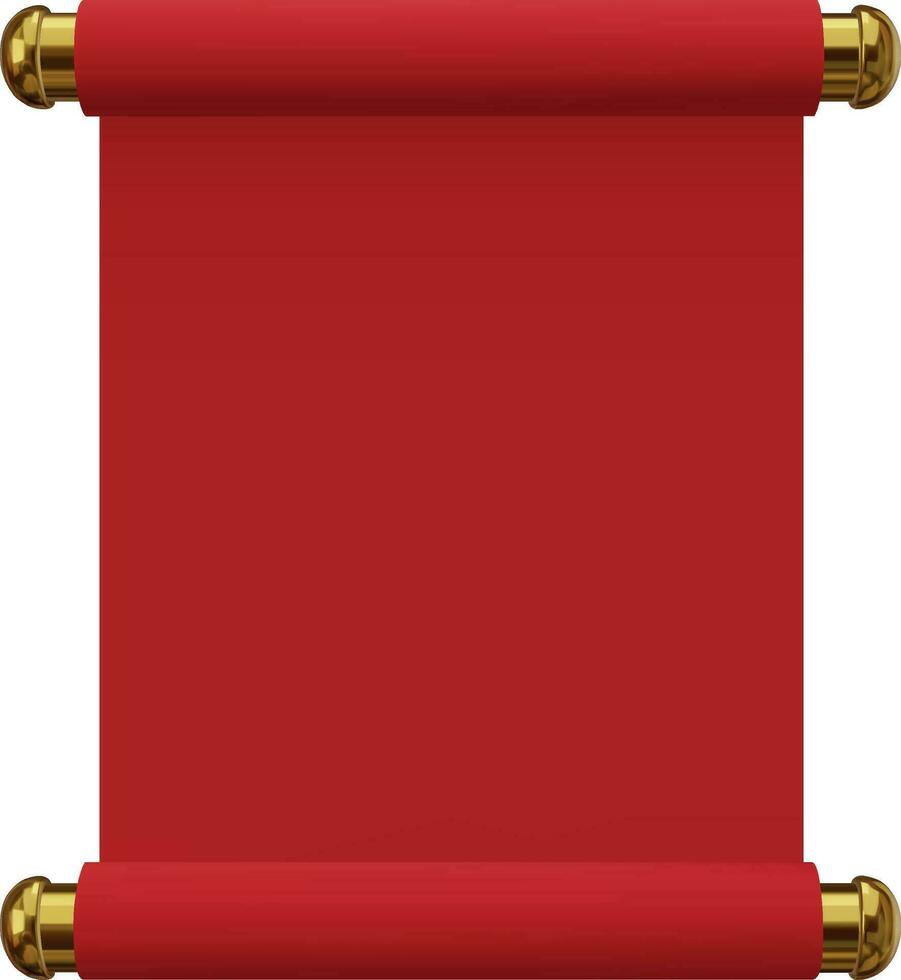 red and gold realistic scroll. chinese new year scroll vector