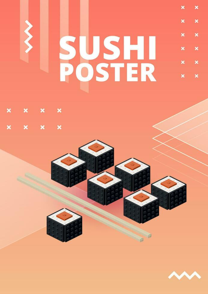 Sushi poster for print and design. Vector illustration.