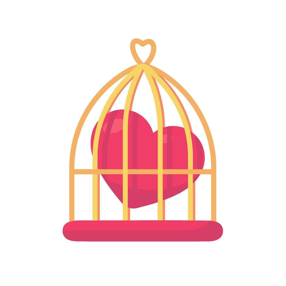 A birdcage holding a red heart The concept of blocking new love vector