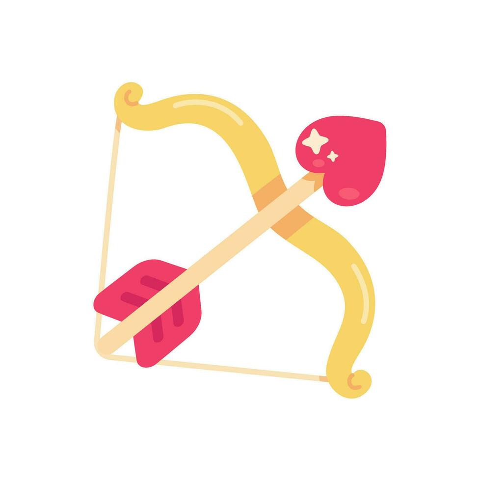 Bow with arrow as heart For shooting at couples to make them fall in love on Valentine's Day. vector