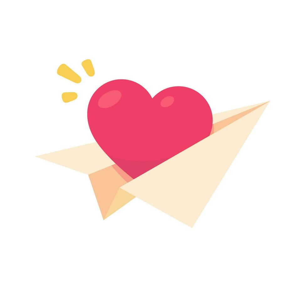 heart on paper rocket The concept of sending love to loved ones vector