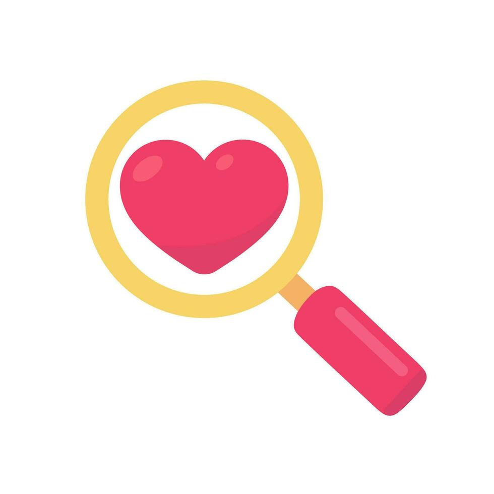 magnifying glass search for love The concept of finding someone to love vector