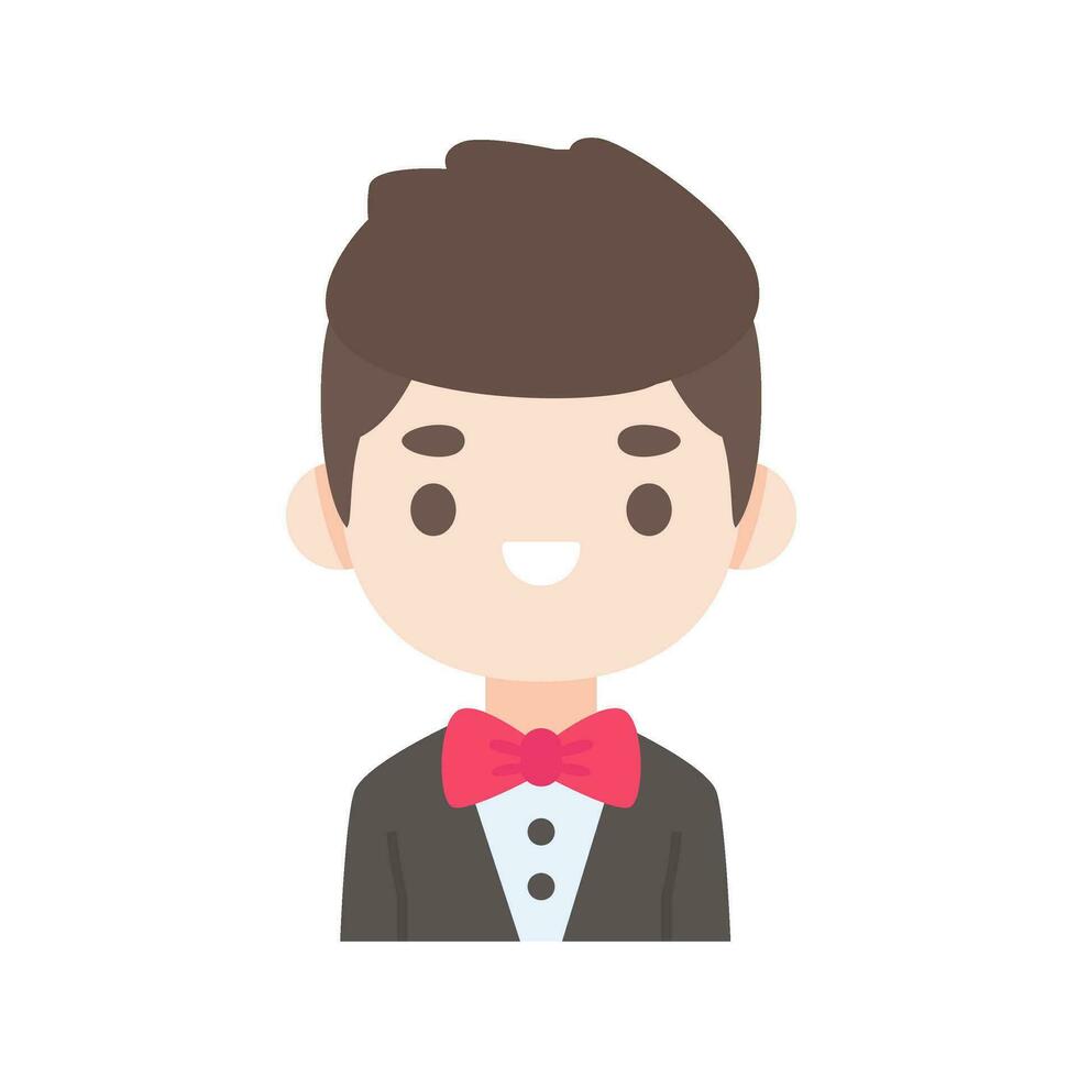 Cartoon of a groom wearing a black tuxedo at a wedding ceremony vector