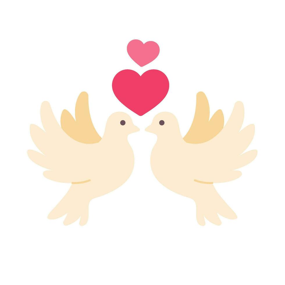 white pigeon couple For decorating wedding cards The concept of free and pure love. vector