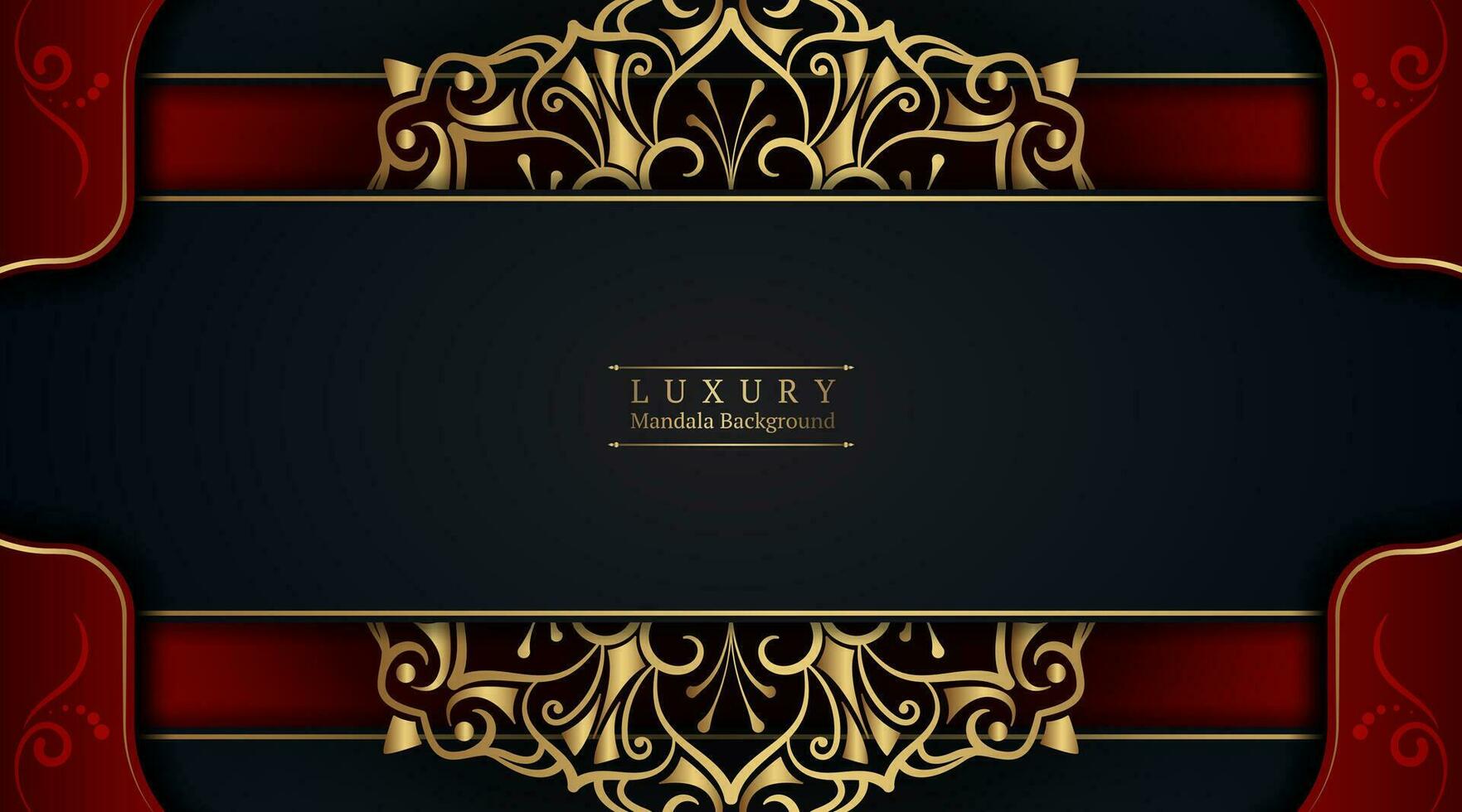 Luxury mandala background, red and black vector