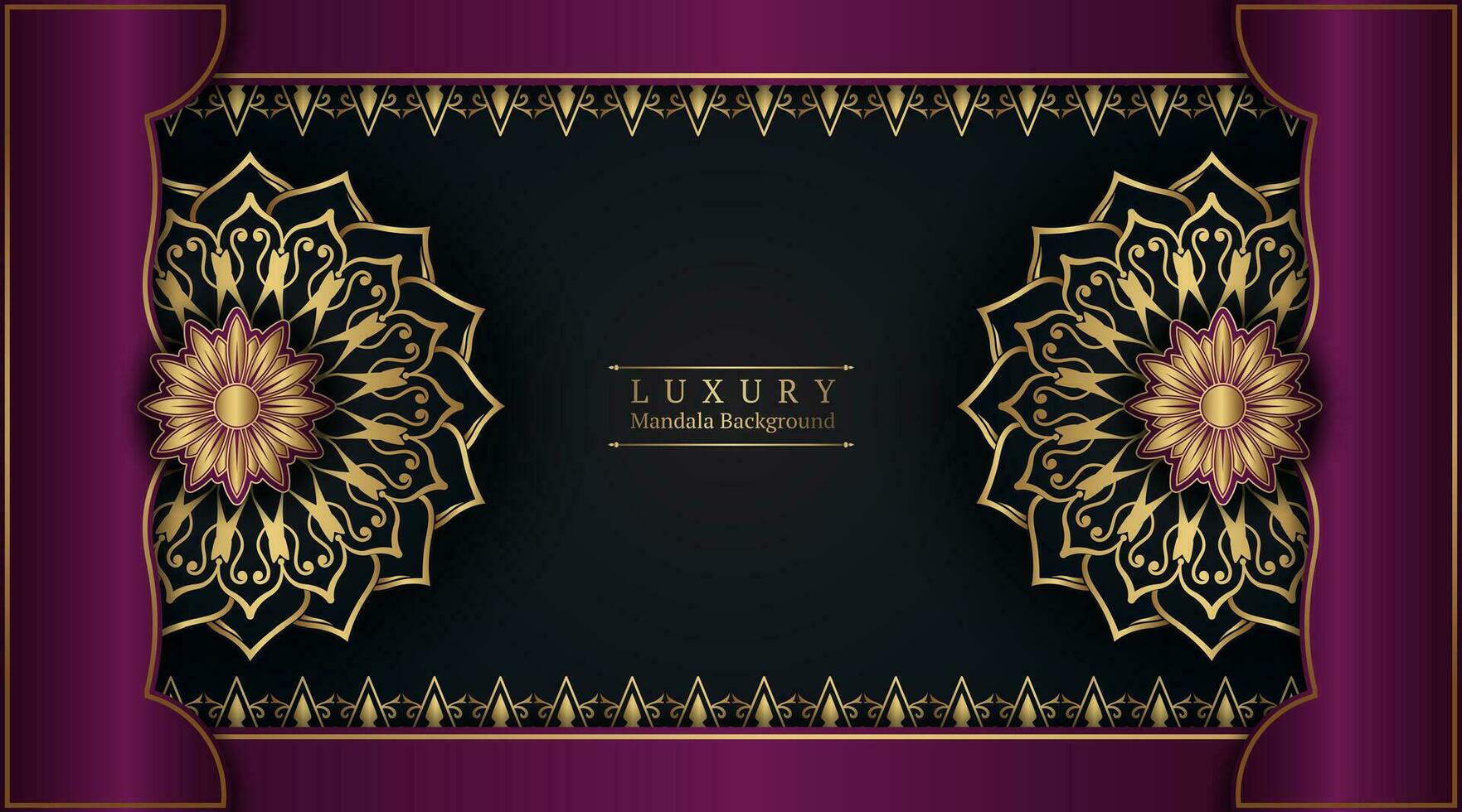 Luxury mandala background, purple and black vector