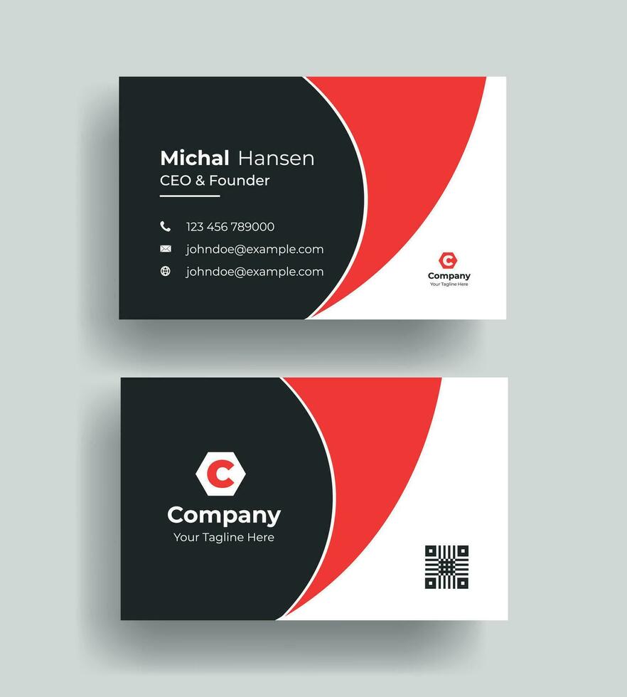 vector abstract Double-sided creative Professional modern simple unique blue red and black business card minimal template