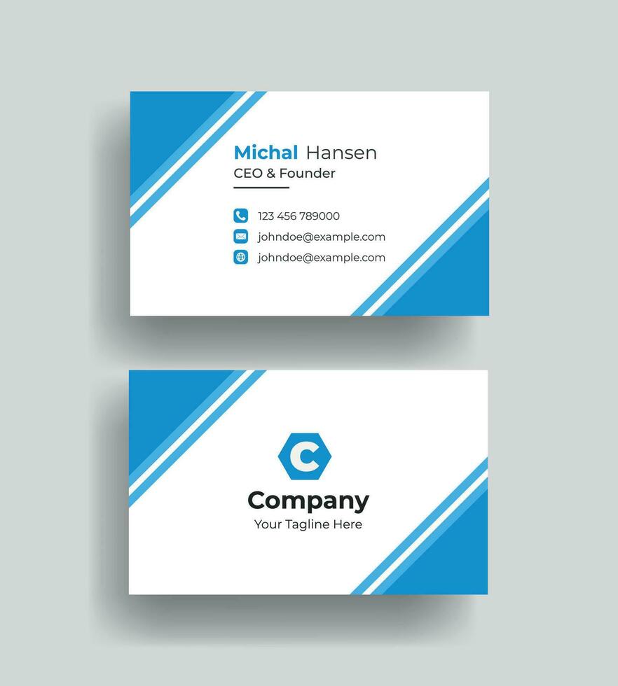 vector corporate Double-sided creative Professional modern simple unique blue minimalist gold elegant business card in red theme