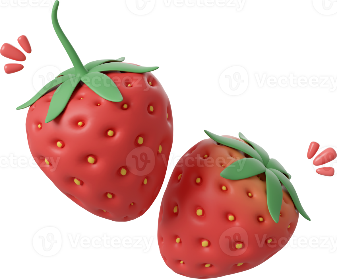 süß Erdbeere benutzt zum dekorieren Kuchen oder Nachspeisen, 3d Illustration png