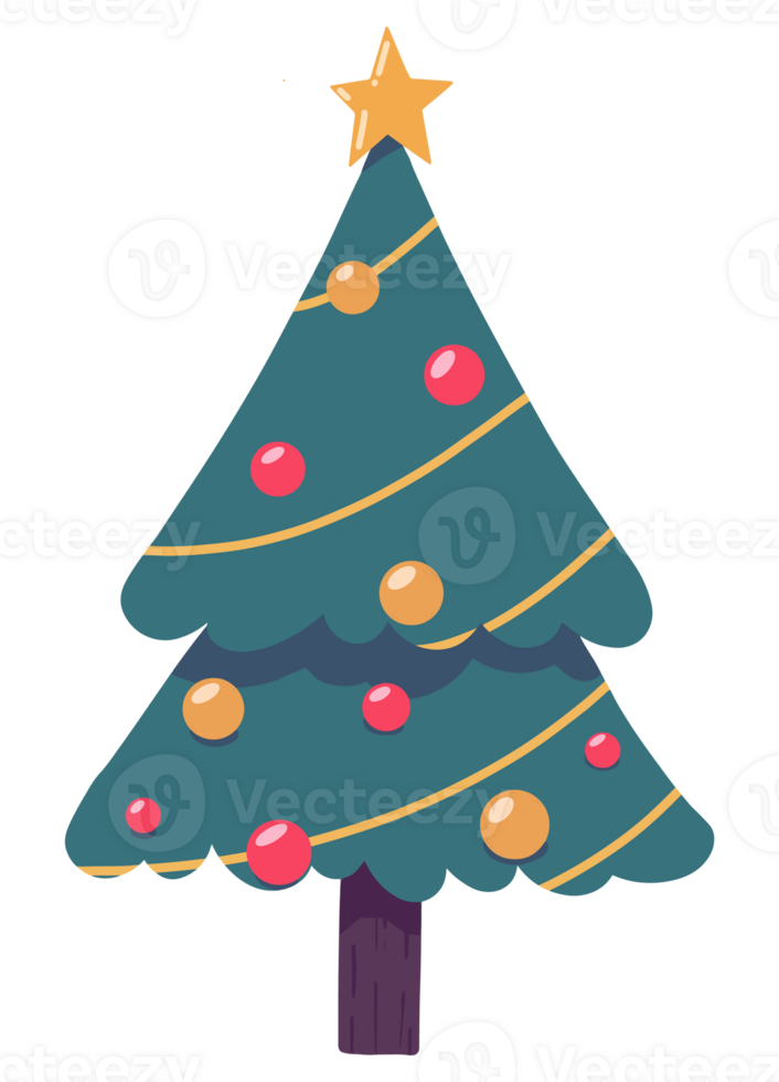 Colorful Christmas tree hand drawn style png