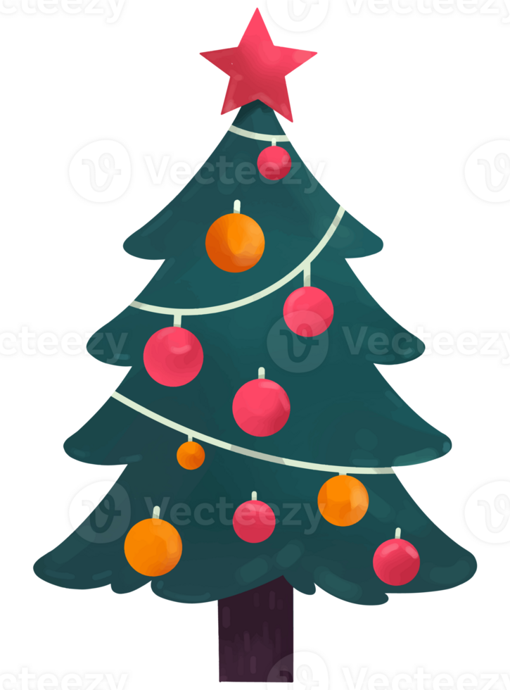 Colorful Christmas tree hand drawn style png