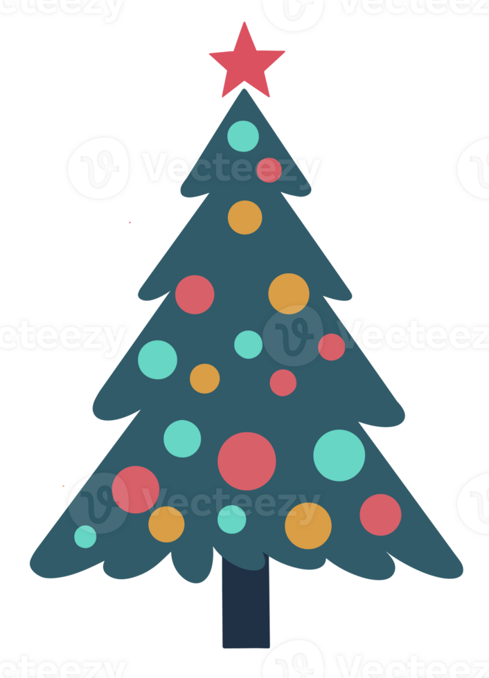 Colorful Christmas tree hand drawn style png