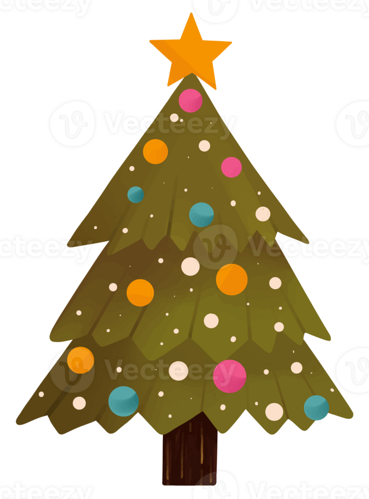 Colorful Christmas tree hand drawn style png