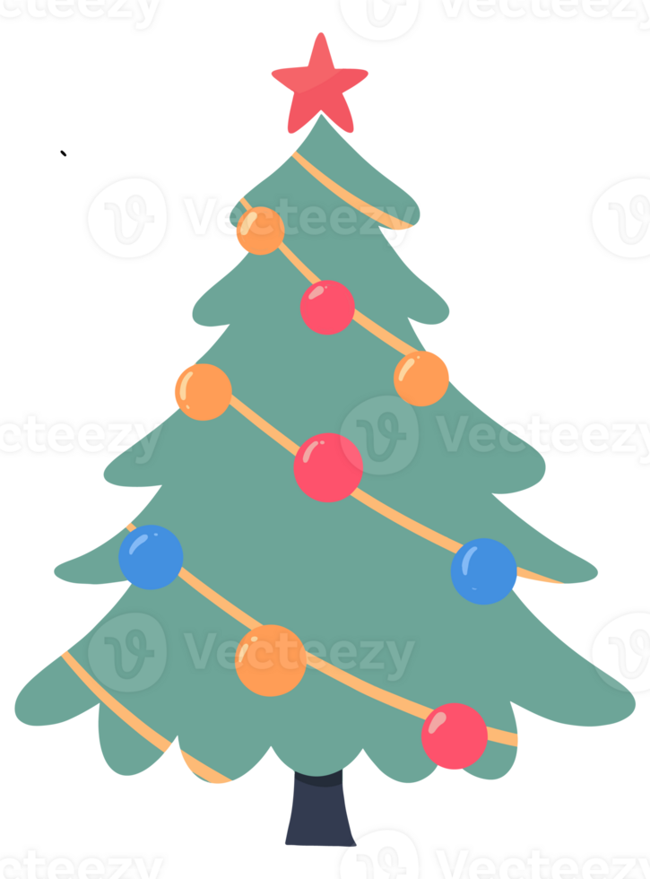 Colorful Christmas tree hand drawn style png