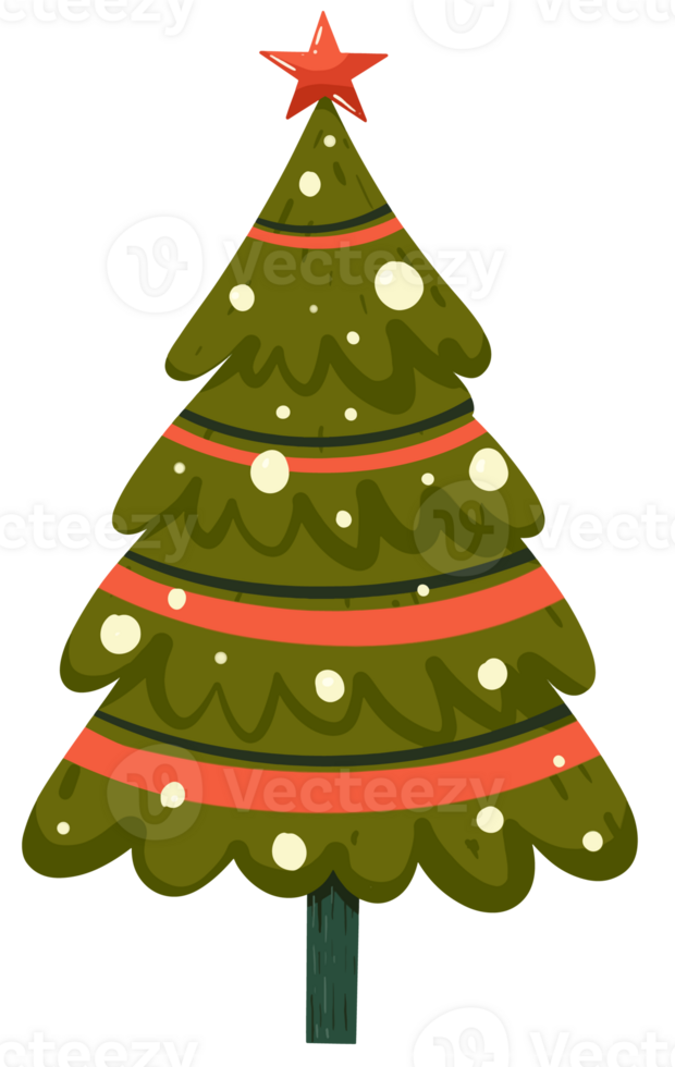 Colorful Christmas tree hand drawn style png