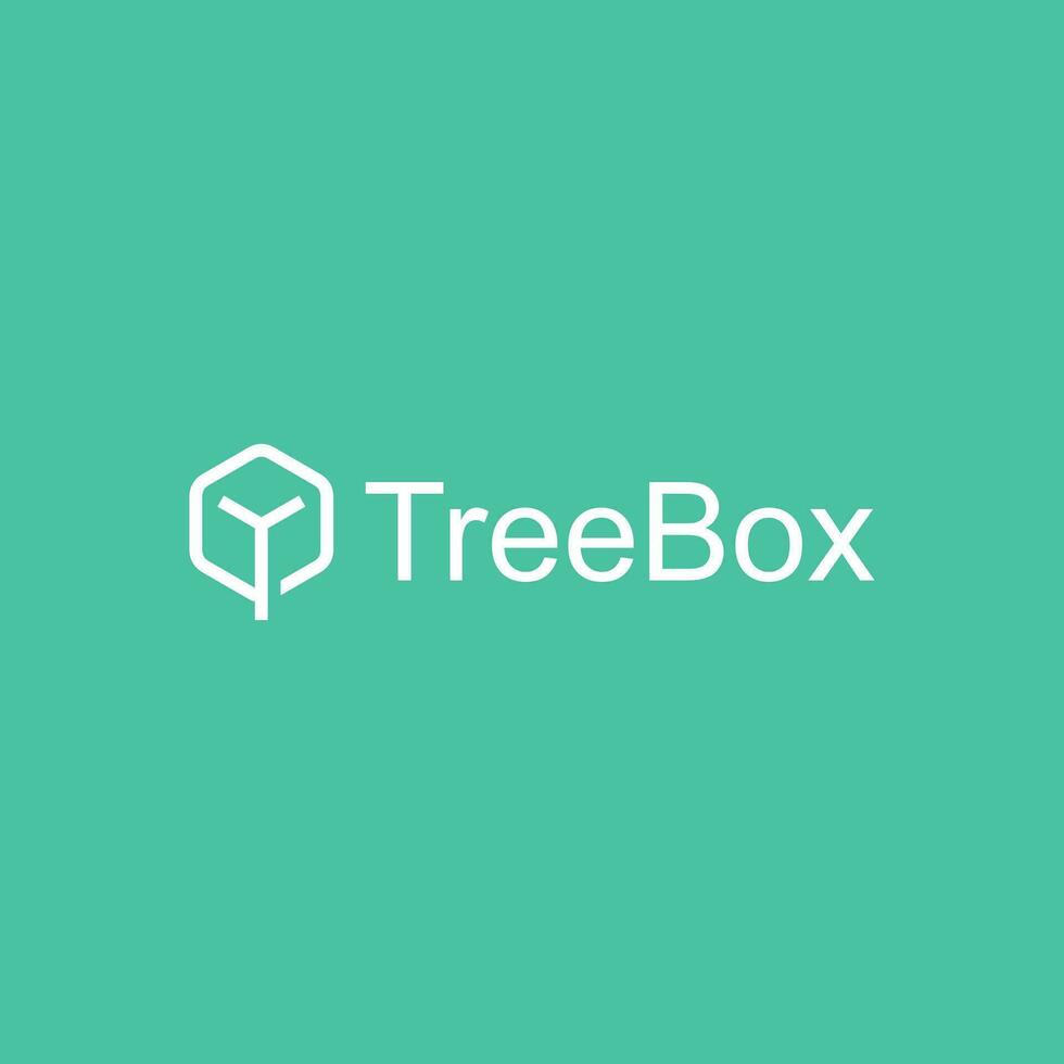 árbol caja logo diseño moderno concepto vector