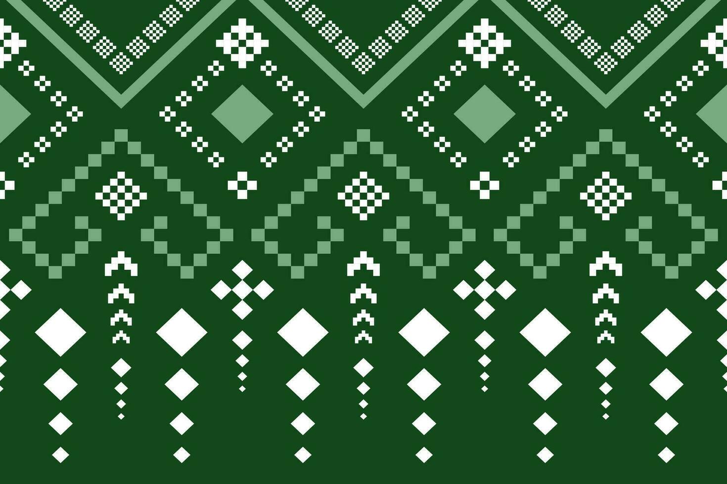 Green Cross stitch colorful geometric traditional ethnic pattern Ikat seamless pattern border abstract design for fabric print cloth dress carpet curtains and sarong Aztec African Indian Indonesian vector