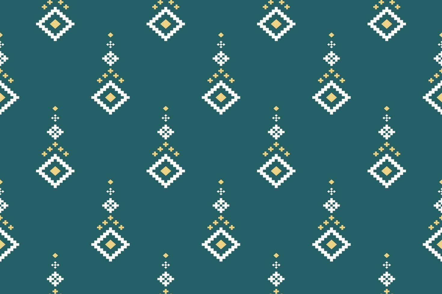 Indigo navy blue geometric traditional ethnic pattern Ikat seamless pattern border abstract design for fabric print cloth dress carpet curtains and sarong Aztec African Indian Indonesian vector