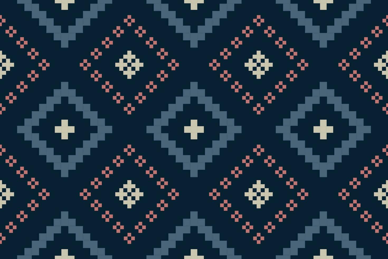 Indigo navy blue geometric traditional ethnic pattern Ikat seamless pattern border abstract design for fabric print cloth dress carpet curtains and sarong Aztec African Indian Indonesian vector