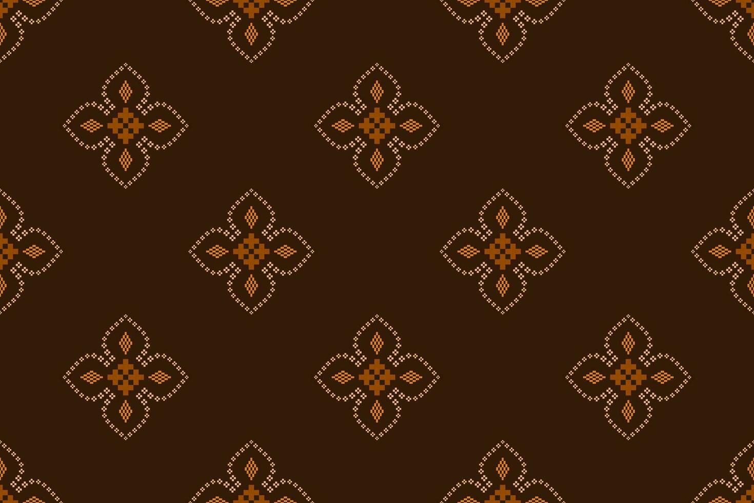 Nature vintages cross stitch traditional ethnic pattern paisley flower Ikat background abstract Aztec African Indonesian Indian seamless pattern for fabric print cloth dress carpet curtains and sarong vector