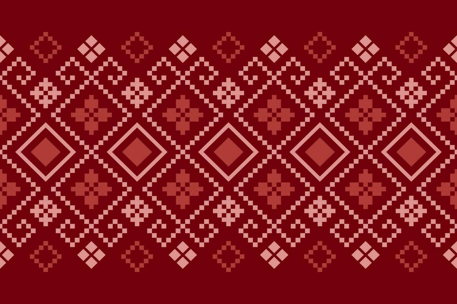 Red traditional ethnic pattern paisley flower Ikat background abstract Aztec African Indonesian Indian seamless pattern for fabric print cloth dress carpet curtains and sarong vector