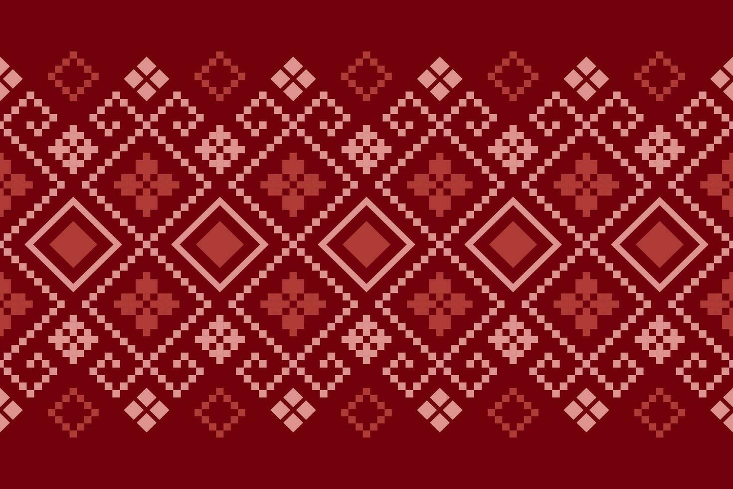 Red traditional ethnic pattern paisley flower Ikat background abstract Aztec African Indonesian Indian seamless pattern for fabric print cloth dress carpet curtains and sarong vector