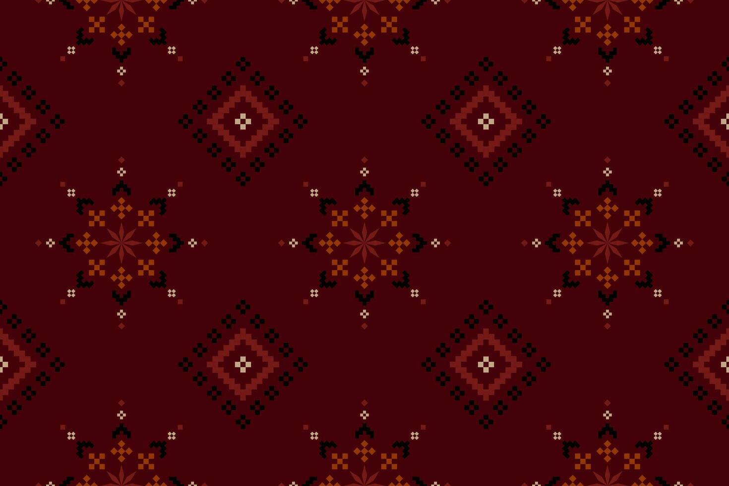 Red Cross stitch colorful geometric traditional ethnic pattern Ikat seamless pattern abstract design for fabric print cloth dress carpet curtains and sarong Aztec African Indian Indonesian vector
