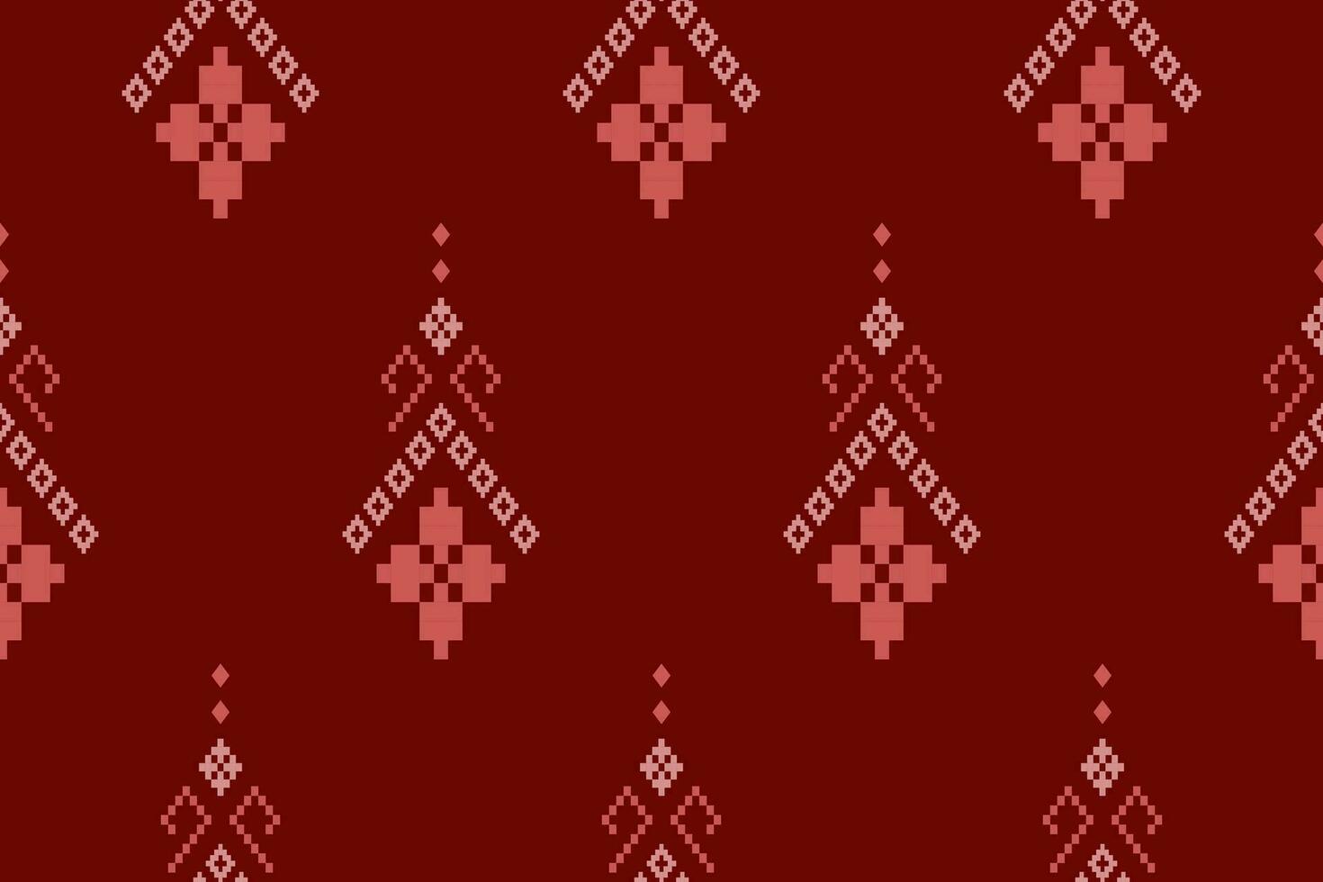 Red Cross stitch colorful geometric traditional ethnic pattern Ikat seamless pattern abstract design for fabric print cloth dress carpet curtains and sarong Aztec African Indian Indonesian vector