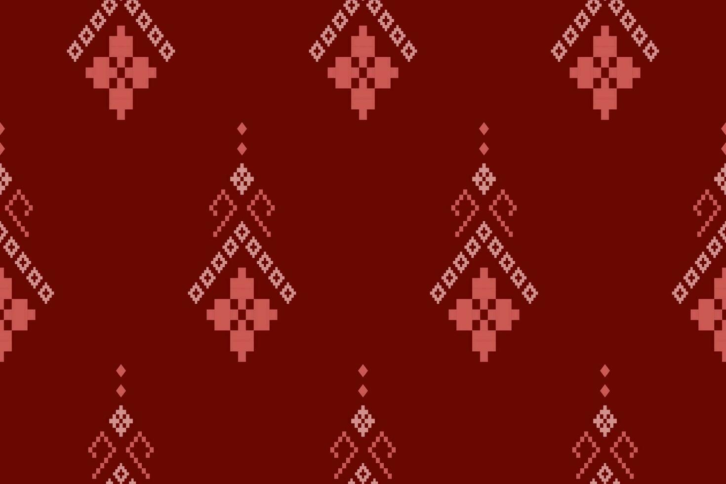 Red Cross stitch colorful geometric traditional ethnic pattern Ikat seamless pattern abstract design for fabric print cloth dress carpet curtains and sarong Aztec African Indian Indonesian vector