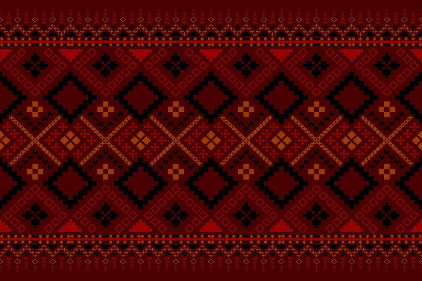 Red Cross stitch colorful geometric traditional ethnic pattern Ikat seamless pattern abstract design for fabric print cloth dress carpet curtains and sarong Aztec African Indian Indonesian vector