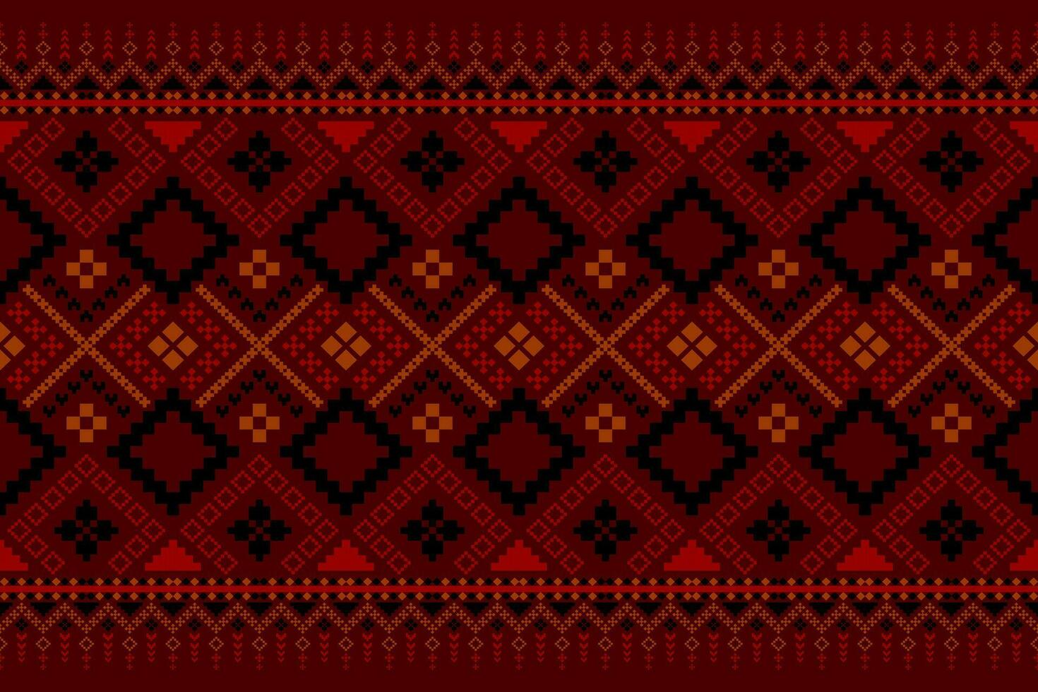 Red Cross stitch colorful geometric traditional ethnic pattern Ikat seamless pattern abstract design for fabric print cloth dress carpet curtains and sarong Aztec African Indian Indonesian vector