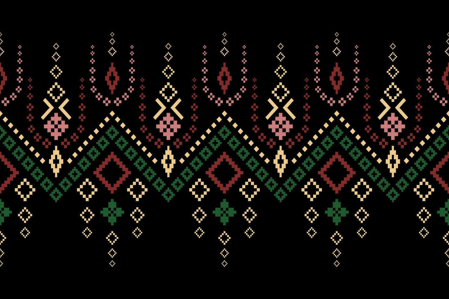 Cross stitch colorful geometric traditional ethnic pattern Ikat seamless pattern abstract design for fabric print cloth dress carpet curtains and sarong Aztec African Indian Indonesian vector