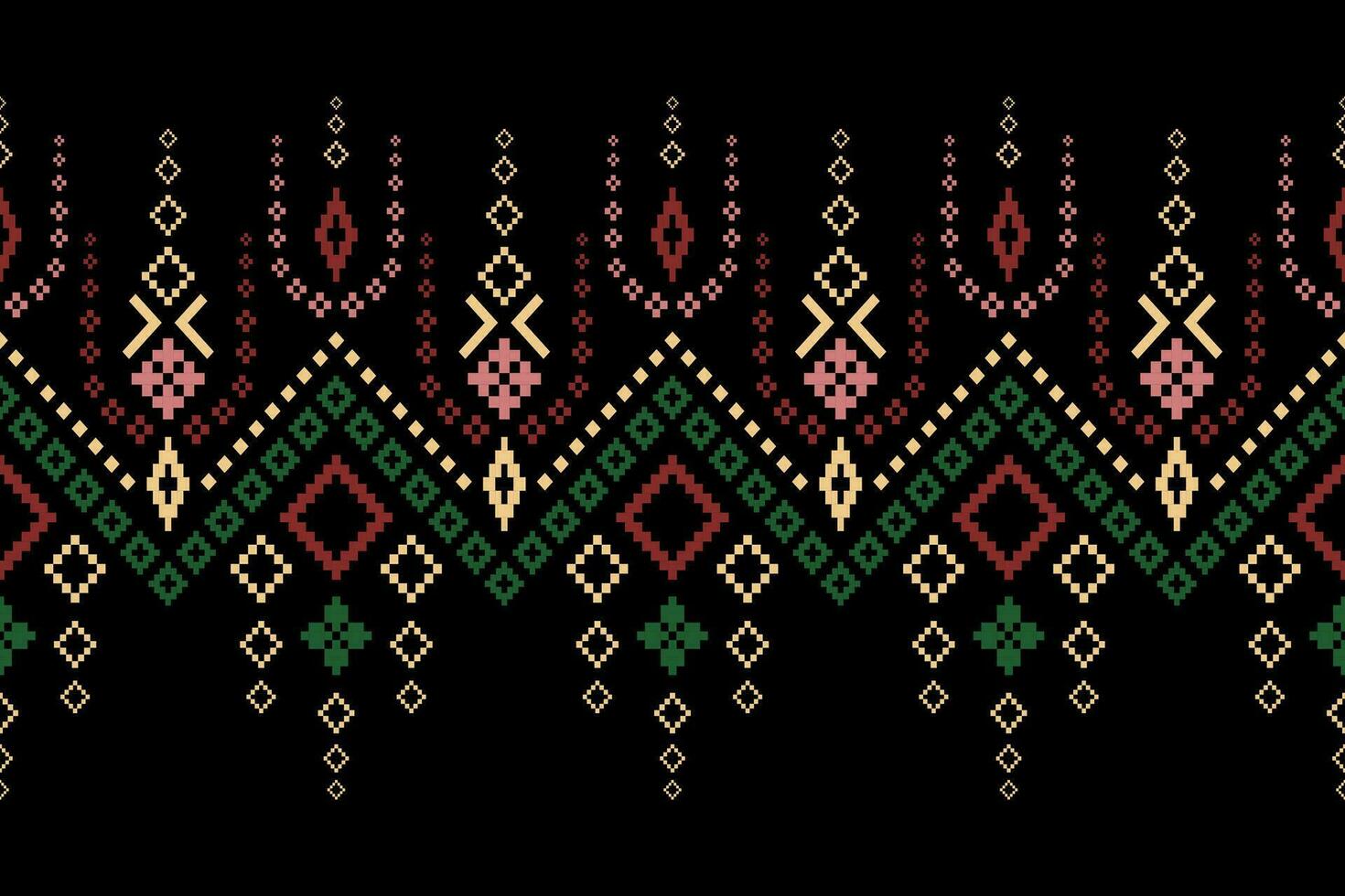 Cross stitch colorful geometric traditional ethnic pattern Ikat seamless pattern abstract design for fabric print cloth dress carpet curtains and sarong Aztec African Indian Indonesian vector