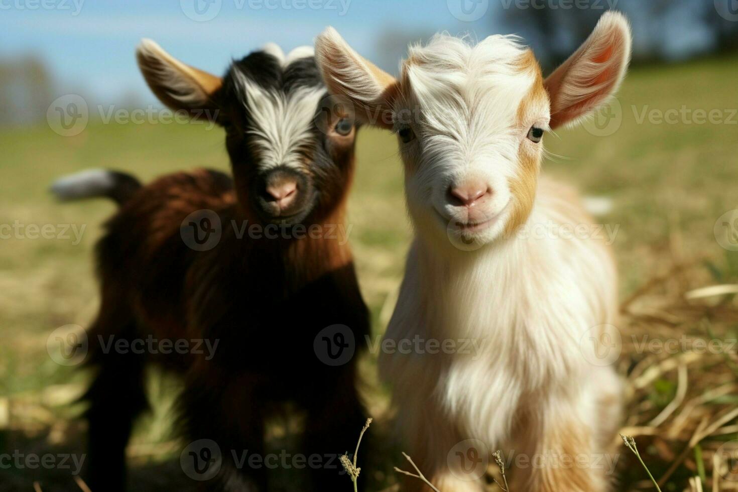 AI generated Cute Little baby goat in the field AI Generated photo