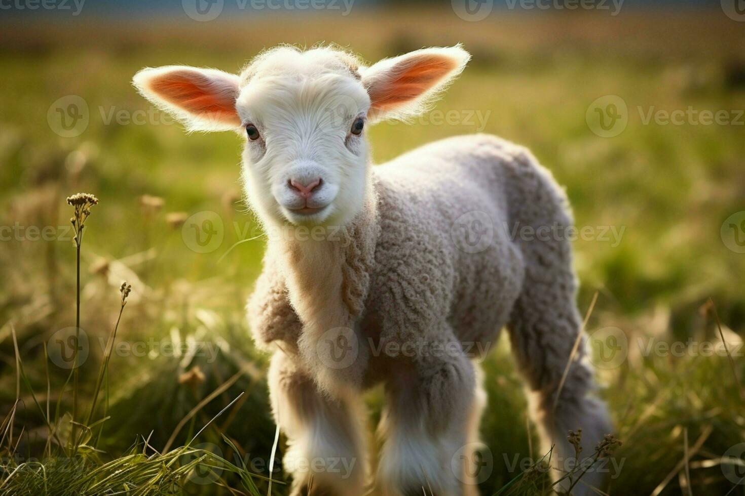 AI generated Cute Little baby goat in the field AI Generated photo