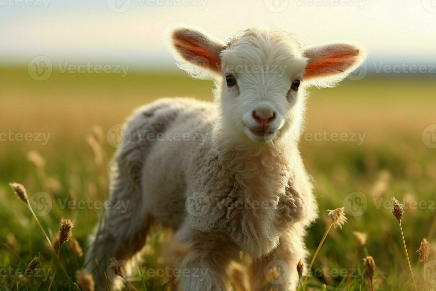 AI generated Cute Little baby goat in the field AI Generated photo