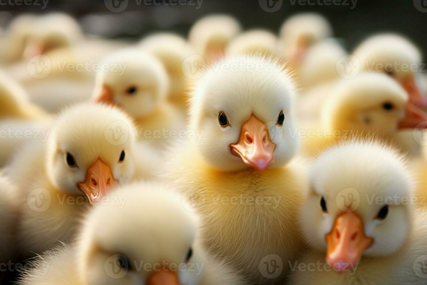 AI generated Cute fluffy small little yellow ducks AI Generated photo