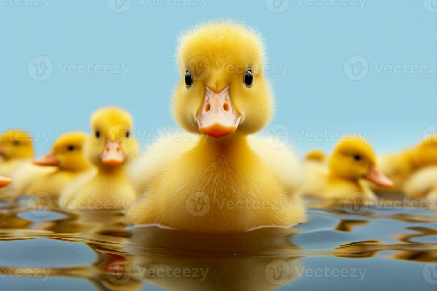 AI generated Cute fluffy small little yellow ducks AI Generated photo