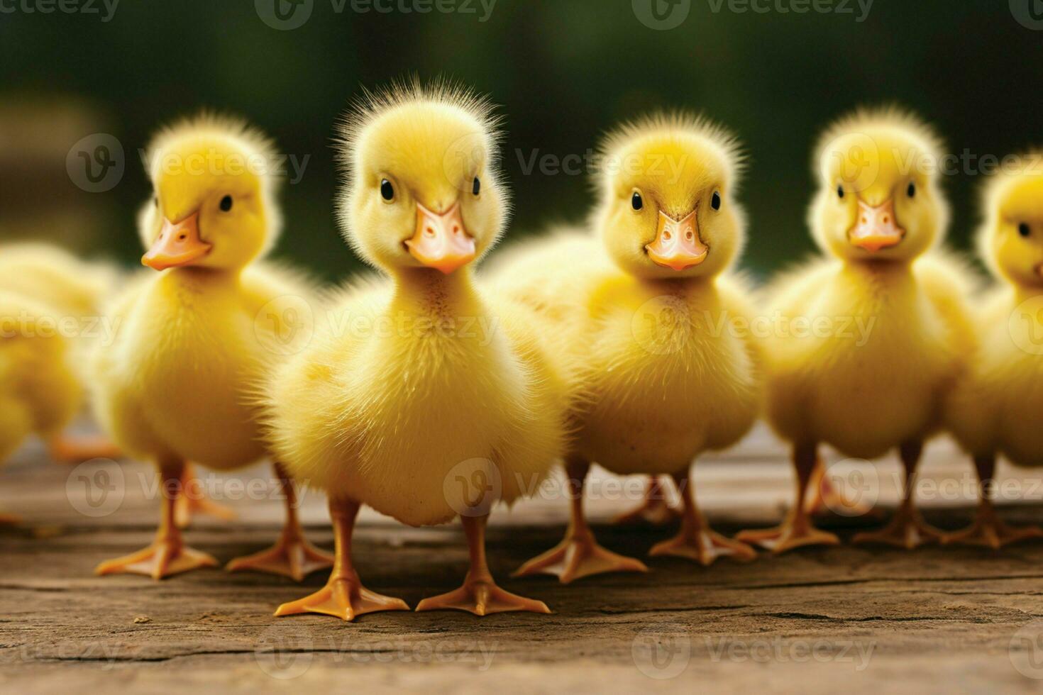 AI generated Cute fluffy small little yellow ducks AI Generated photo