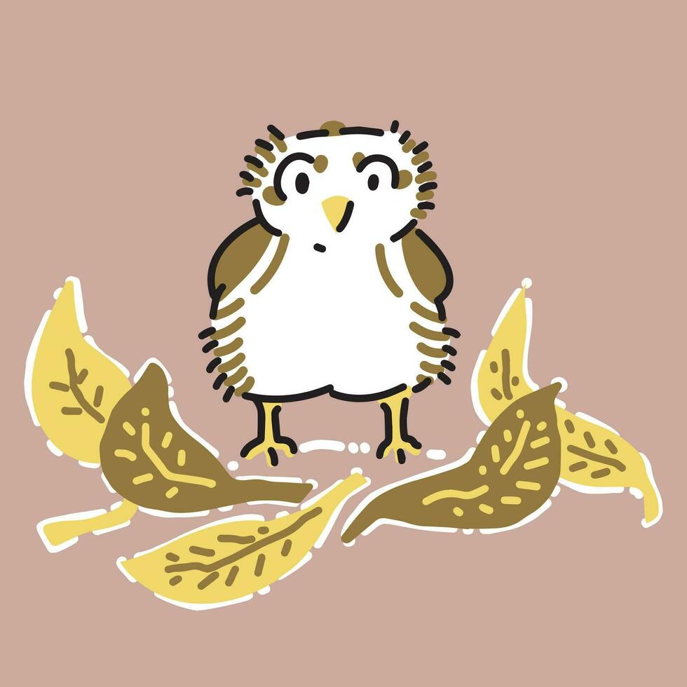 A plump chick among the leaves vector